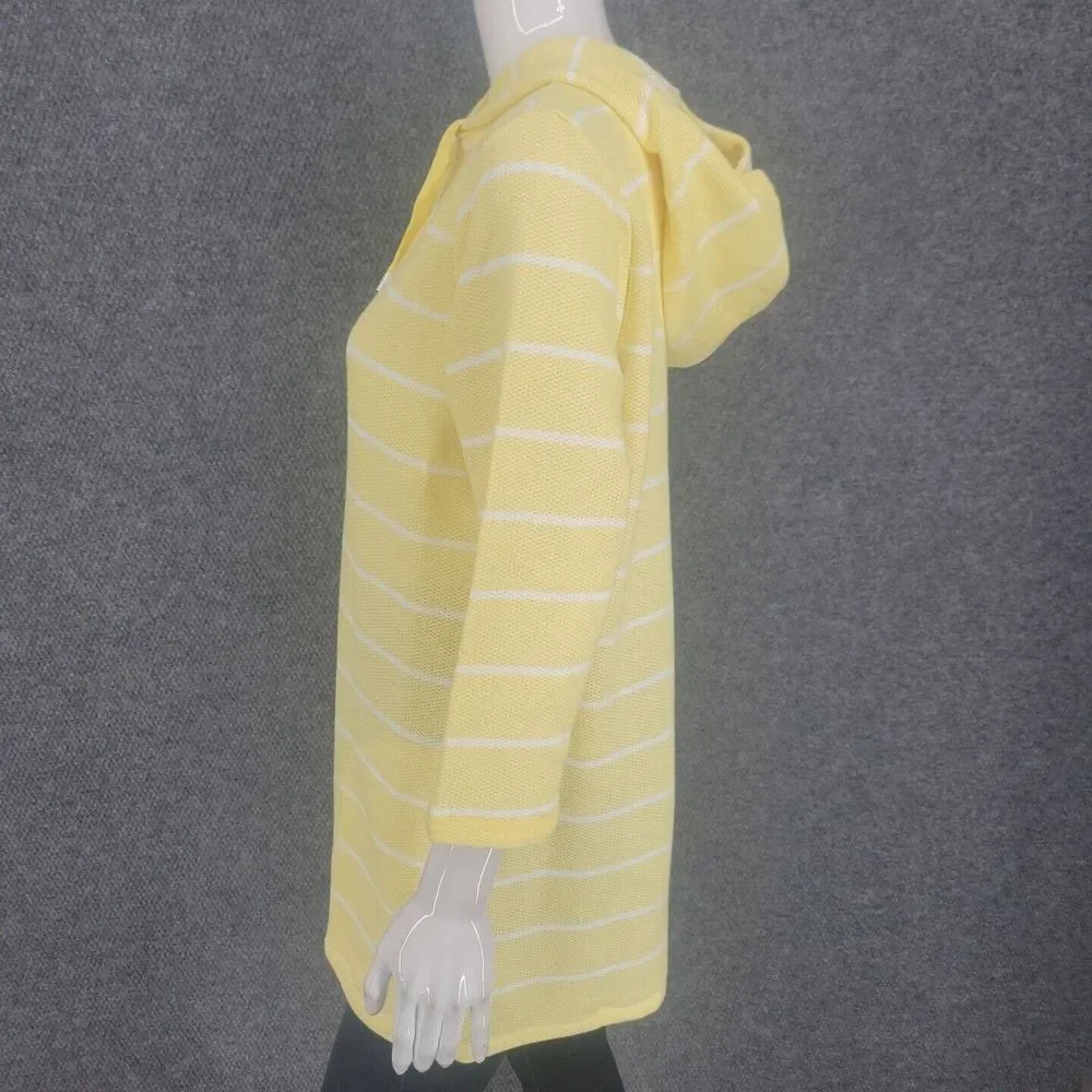 Sport Savvy Textured French Terry Hoodie Medium Sz Yellow Sweatshirt Top Pockets - Picture 7 of 10